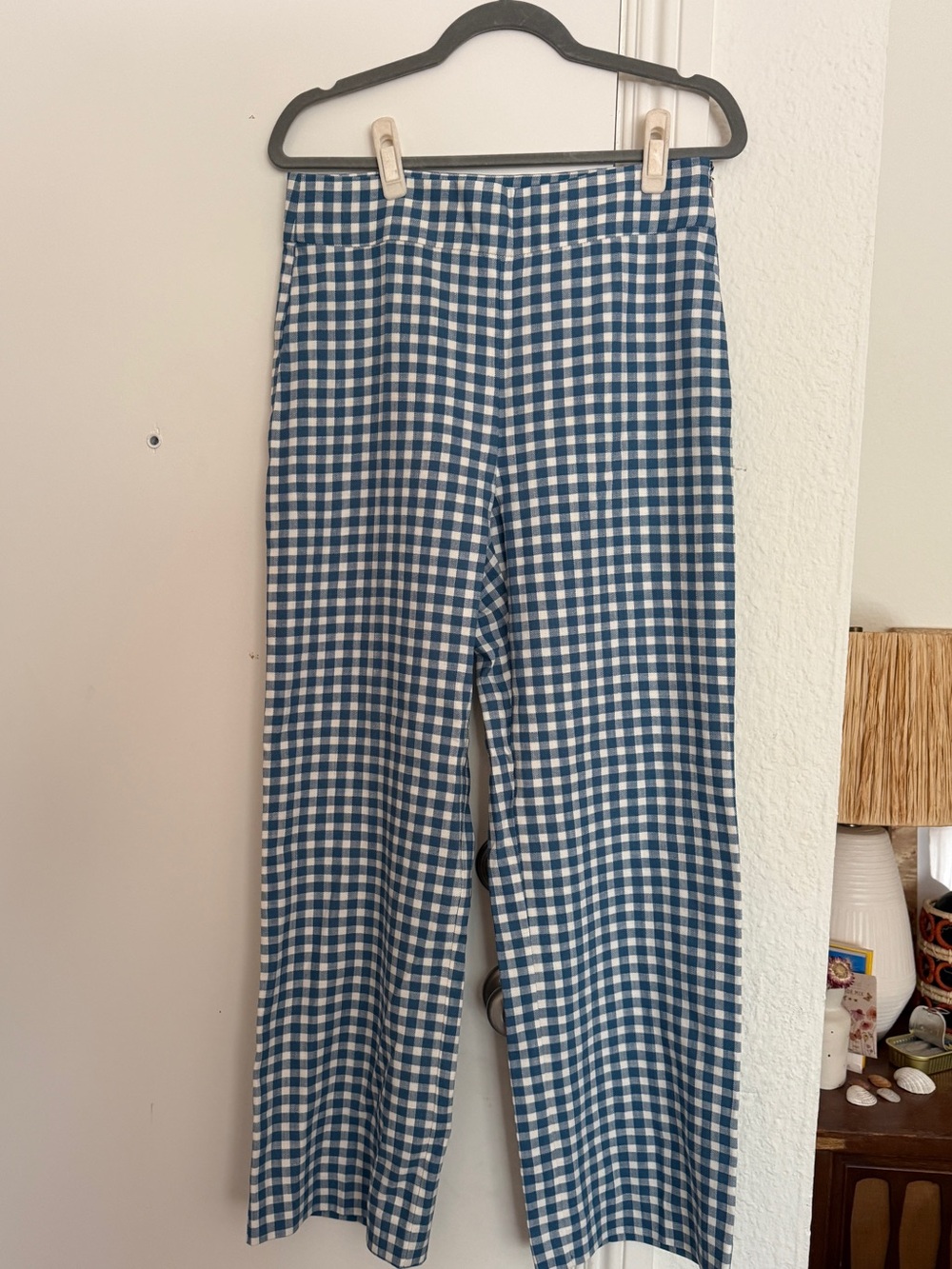 NEVER WORN Sezane Jocelyn pant vintage blue and ecru checks
